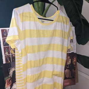 Izod Yellow and White Striped Crewneck Tee